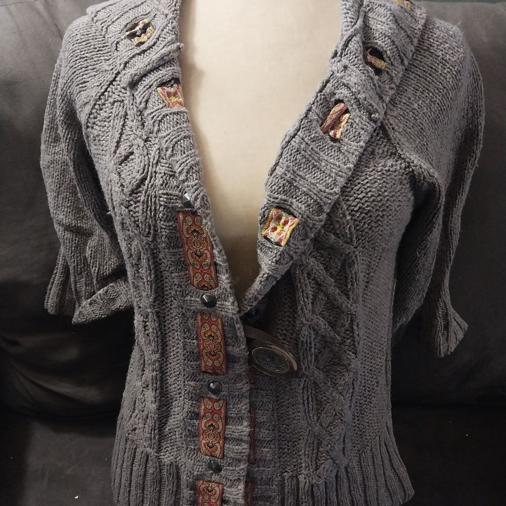 American Rag Gray Cable Knit Cardigan